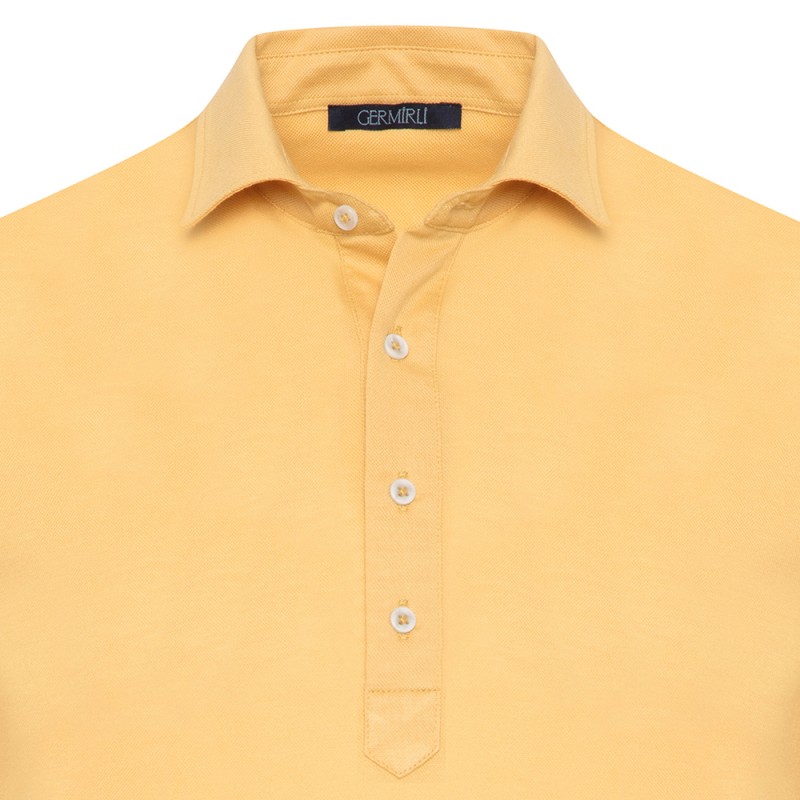 Germirli - Germirli Sarı Piquet Gömlek Yaka Regular Fit Merserize Uzun Kollu Tişört (1)