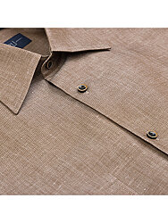 Germirli Sütlü Kahve Kapak Cepli Keten Pamuk Ceket Gömlek