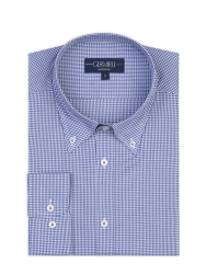 Germirli Testa Exclusive Lacivert Mini Pötikare Düğmeli Yaka Tailor Fit Pamuk Gömlek 