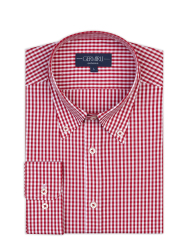 Germirli Testa Kırmızı Pötikare Düğmeli Yaka Tailor Fit Pamuk Exclusive Gömlek 