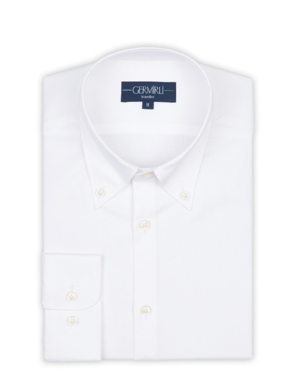 Germirli - Germirli X-Thermotech Beyaz Oxford Düğmeli Yaka Tailor Fit Gömlek (1)