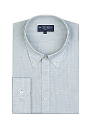 Germirli Yeşil Kareli Vual Soft Yaka Tailor Fit Pamuk Keten Gömlek