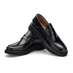 Green George Siyah Deri Live Tech Tabanlı Loafer İtalyan Ayakkabı 