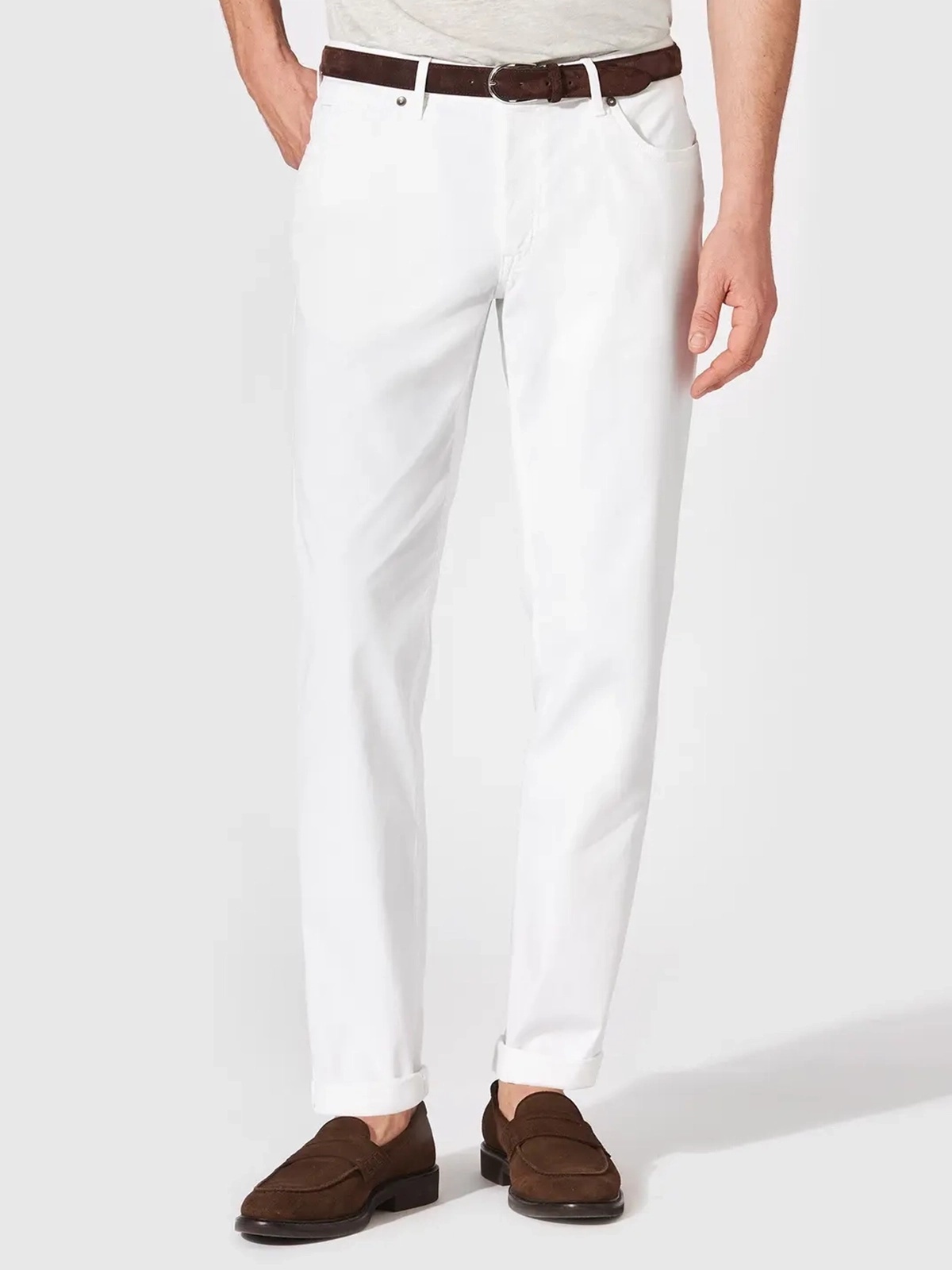 Hiltl 5 Cep Beyaz Pamuk Elastan Regular Fit Pantolon - Hiltl