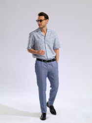 Hiltl Chino Mavi Saf Keten Slim Fit Pantolon 