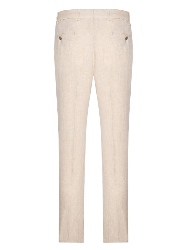 Hiltl - Hiltl Chino Natural Renk %100 Delave Keten Slim Fit Pantolon (1)