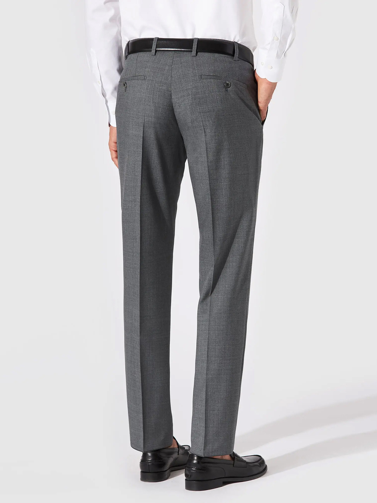 Hiltl Gri Vitale Barberis Süper 120'S Yün Pantolon - Hiltl