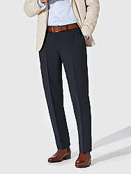 Hiltl Lacivert Marzotto Gabardin B-Dynamic Kendisinden Streçli Yün Pantolon
