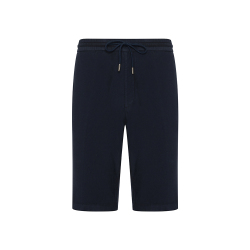 Hiltl Lacivert Vintage Beli Lastikli Pamuk Elastane Bermuda 