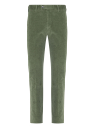 Hiltl Yeşil Supima Pamuk Slim Fit İnce Fitilli Kadife Chino Pantolon 