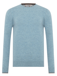 La Fileria Açık Mavi Bisiklet Yaka Peçli Yün Kaşmir Triko 