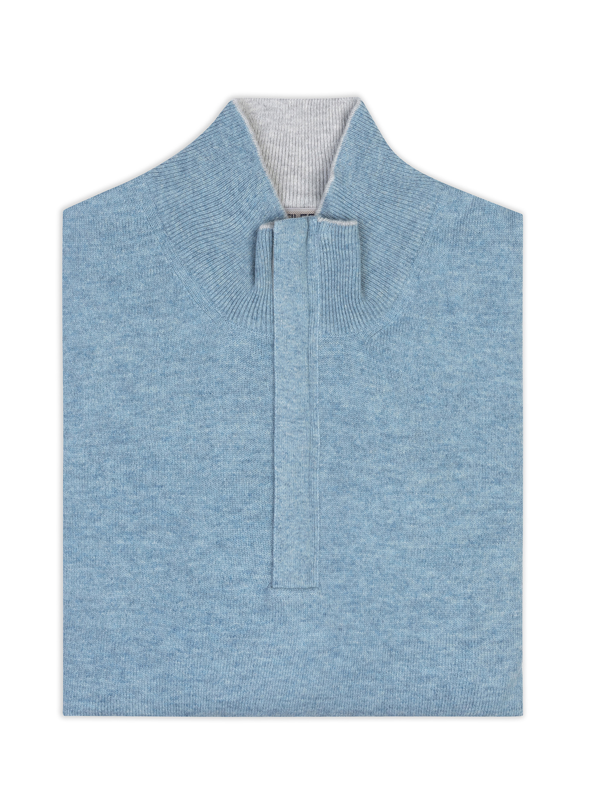 La Fileria Açık Mavi Yün Kaşmir Süet Peçli Fermuarlı Triko - La Fileria