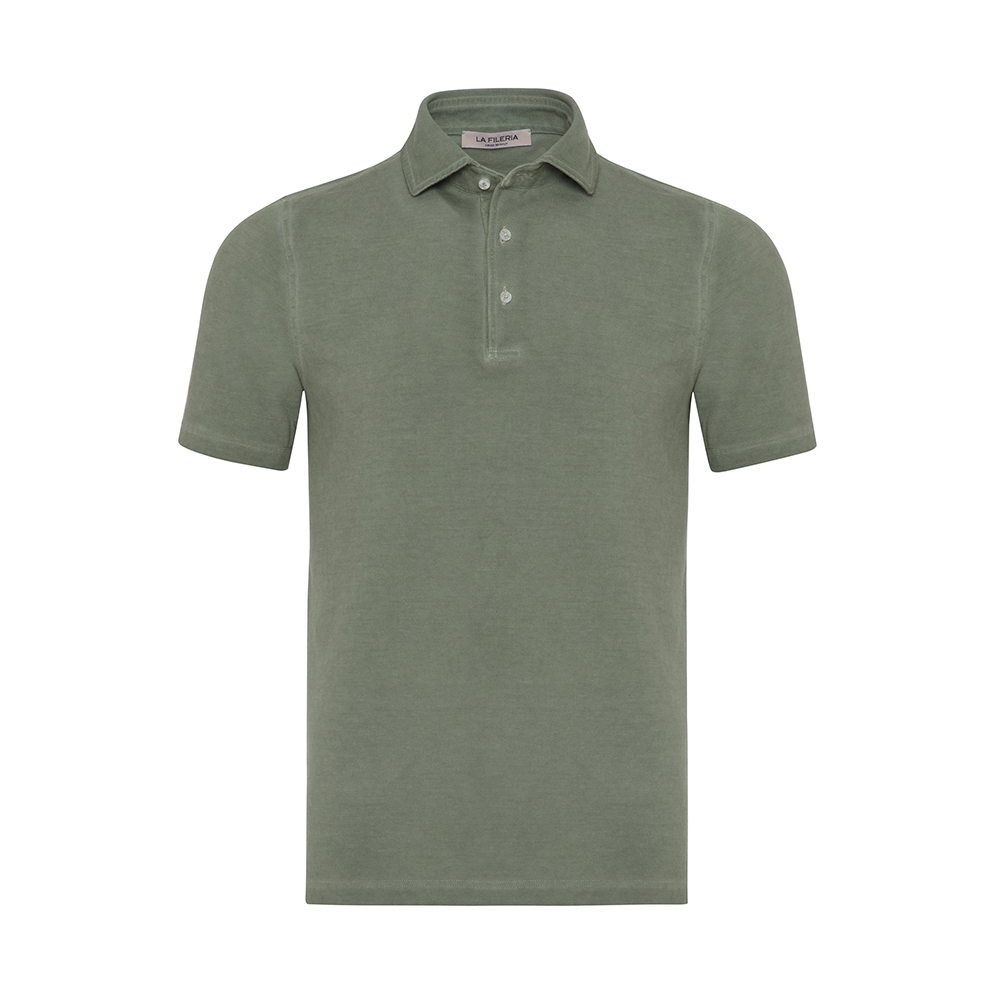 La Fileria - La Fileria Gömlek Yaka Çağla Yeşili Vintage Polo Piquet Slim Fit T-Shirt