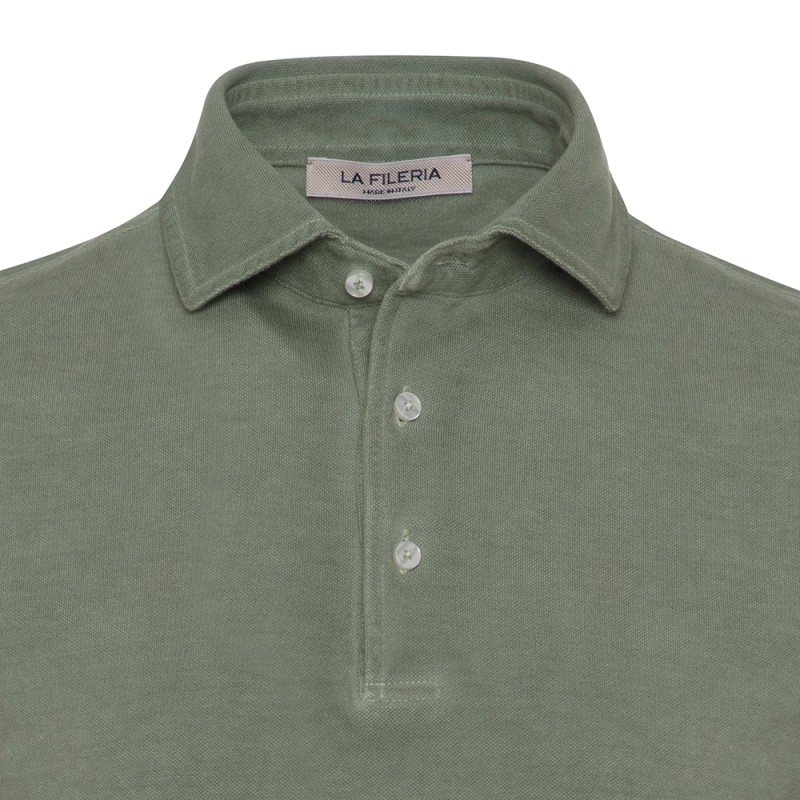 La Fileria - La Fileria Gömlek Yaka Çağla Yeşili Vintage Polo Piquet Slim Fit T-Shirt (1)