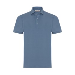 La Fileria - La Fileria Gömlek Yaka Mavi Polo Merserize Slim Fit T-Shirt