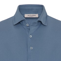 La Fileria - La Fileria Gömlek Yaka Mavi Polo Merserize Slim Fit T-Shirt (1)