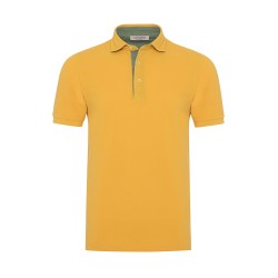 La Fileria - La Fileria Gömlek Yaka Sarı Vintage Slim Fit T-Shirt