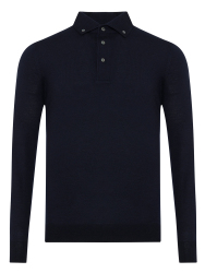 La Fileria Lacivert Yün Amalfi Yaka Düğmeli Triko 