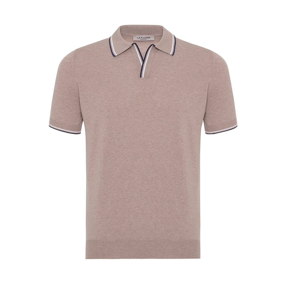 La Fileria - La Fileria Polo Yaka Bej Slim Fit Triko