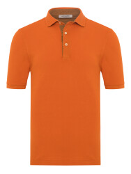La Fileria Vintage Turuncu Gömlek Yaka Pamuk Slim Fit Tişört 
