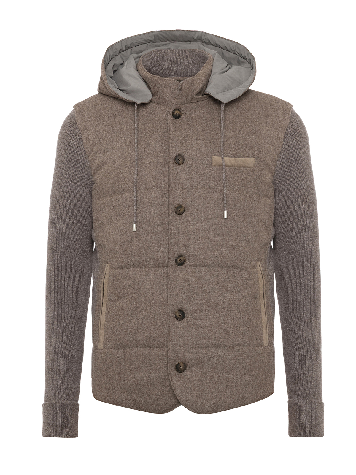 La Fileria Vizon Rengi Dolgulu Kapişonlu Geelong Yün Ceket Triko - La Fileria