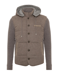 La Fileria Vizon Rengi Dolgulu Kapişonlu Geelong Yün Ceket Triko 