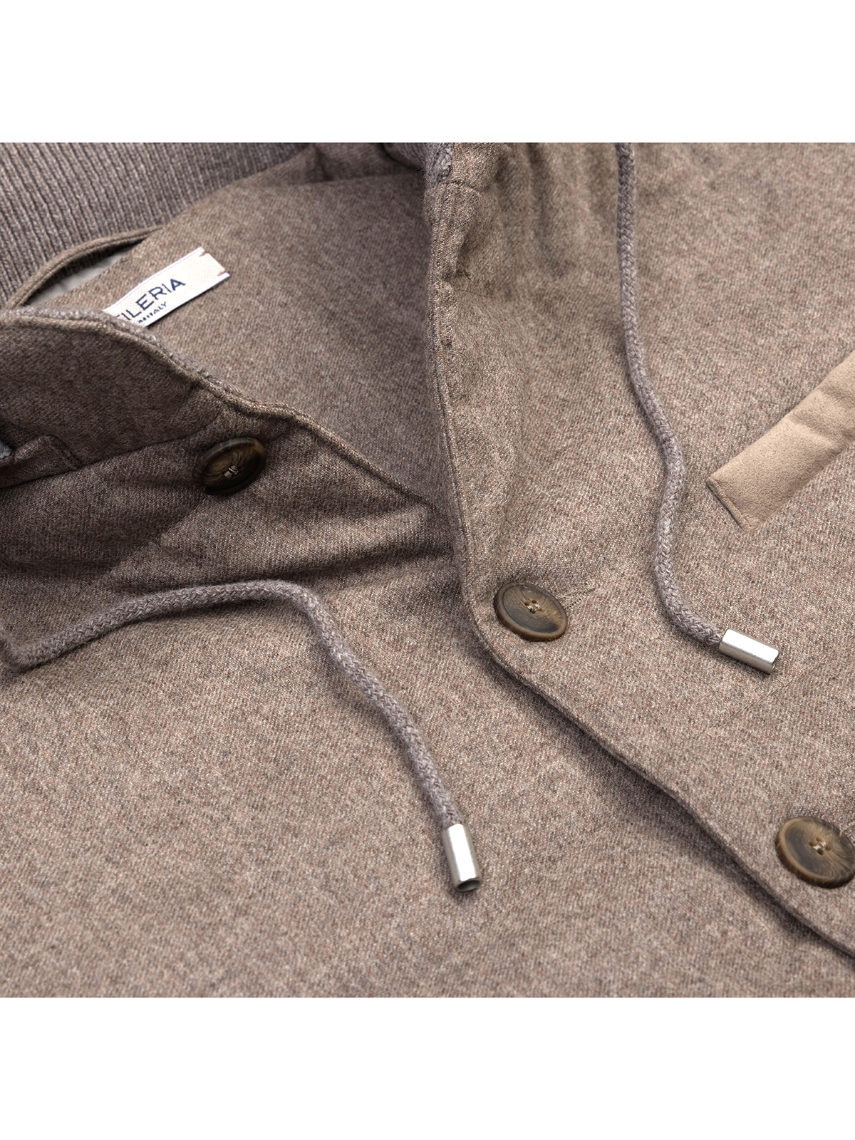 La Fileria Vizon Rengi Dolgulu Kapişonlu Geelong Yün Ceket Triko - La Fileria