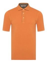 La Fileria - La Fileria Yanık Portakal Vintage Gömlek Yaka Pamuk Slim Fit Tişört