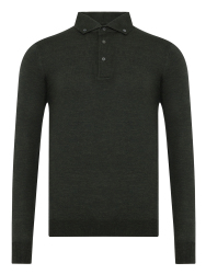 La Fileria Yeşil Yün Amalfi Yaka Düğmeli Triko