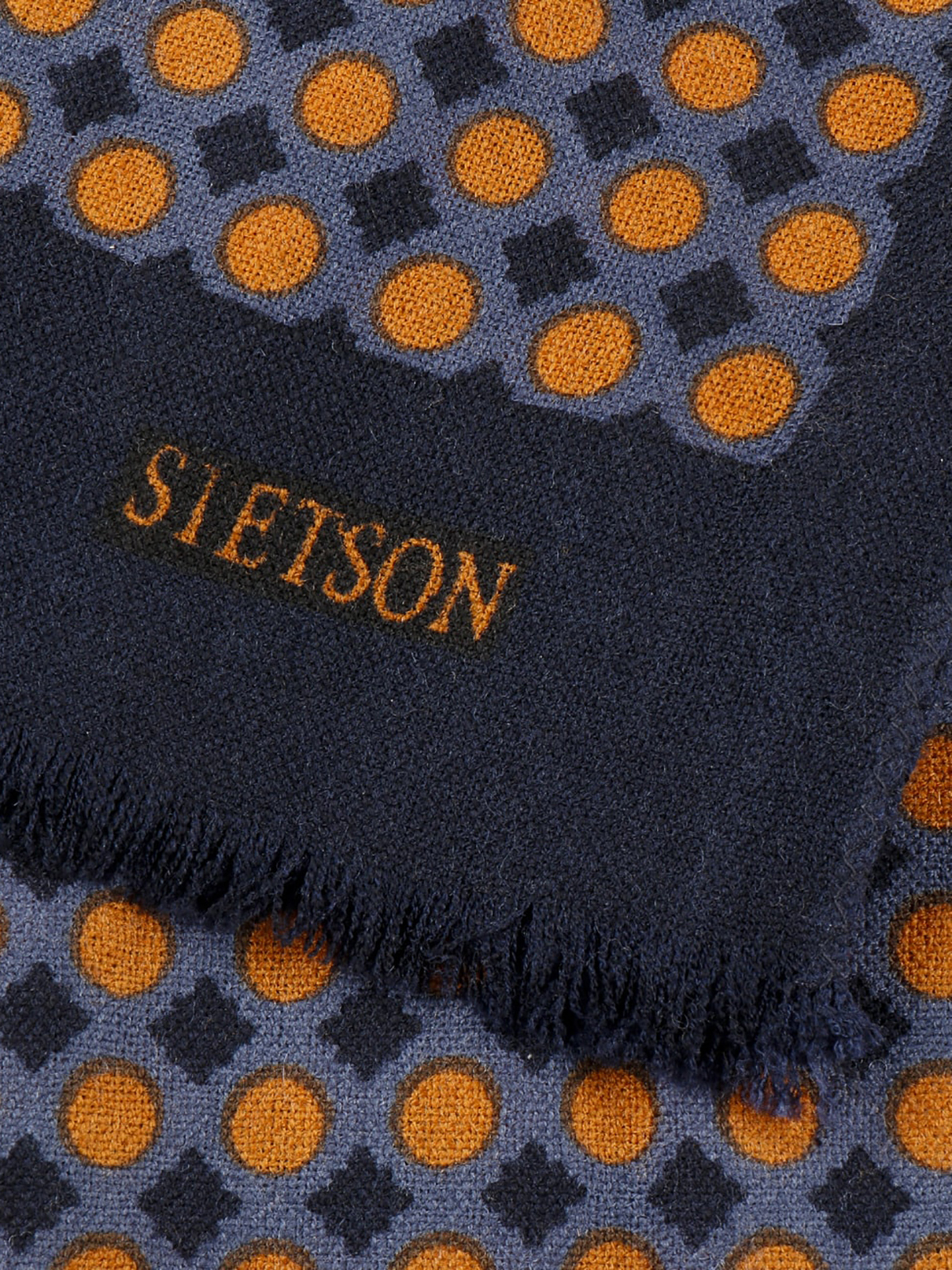 Stetson Lacivert Yün Nokta Desenli Kaşkol - Stetson